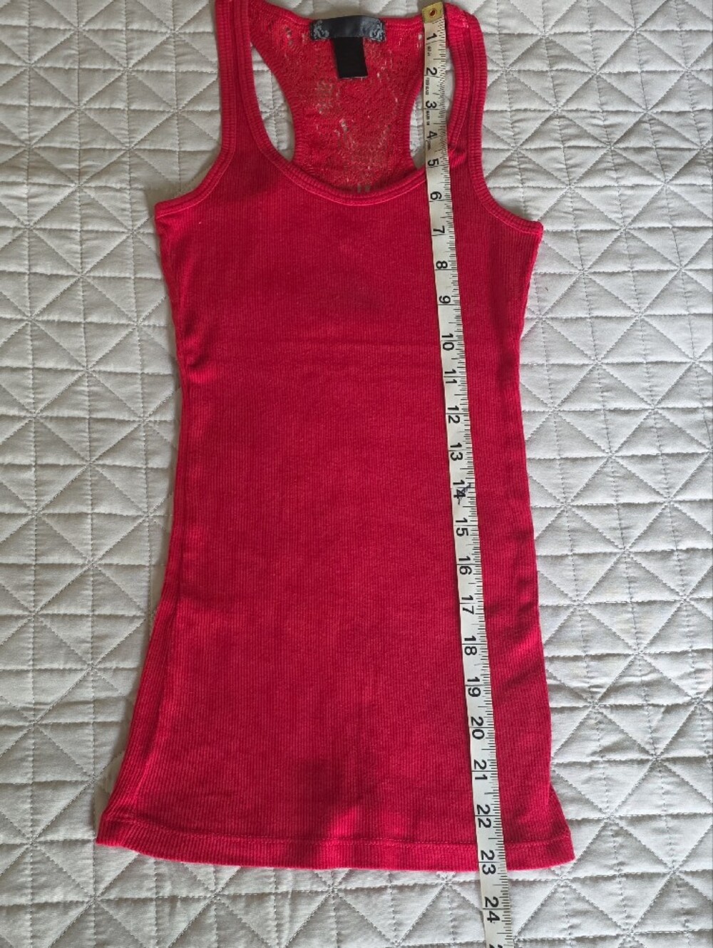 mandee Bright Red Ribbed Lace Racerback Tank - Picture 4 of 7